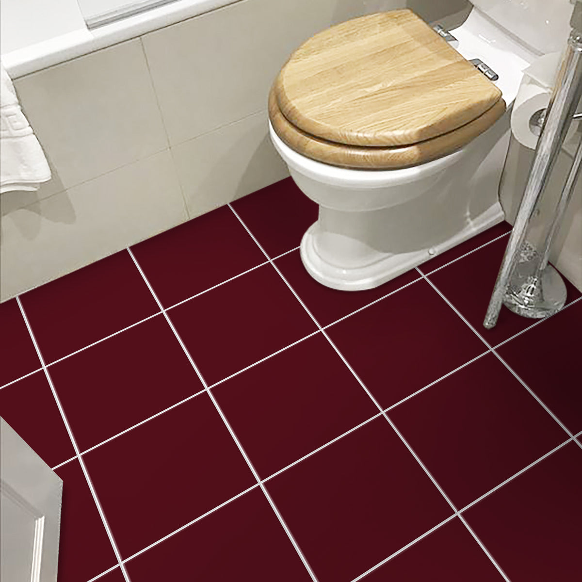 Burgundy Peel and Stick Tile Stickers | Kitchen, Bathroom Wall Hand Crafted Backsplash Tile Decals | Antiskid Floor Tile Stickers